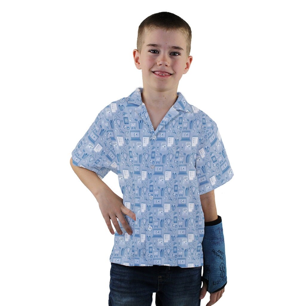 Computer Programmer Life Silver Blue Youth Hawaiian Shirt - YXS - -