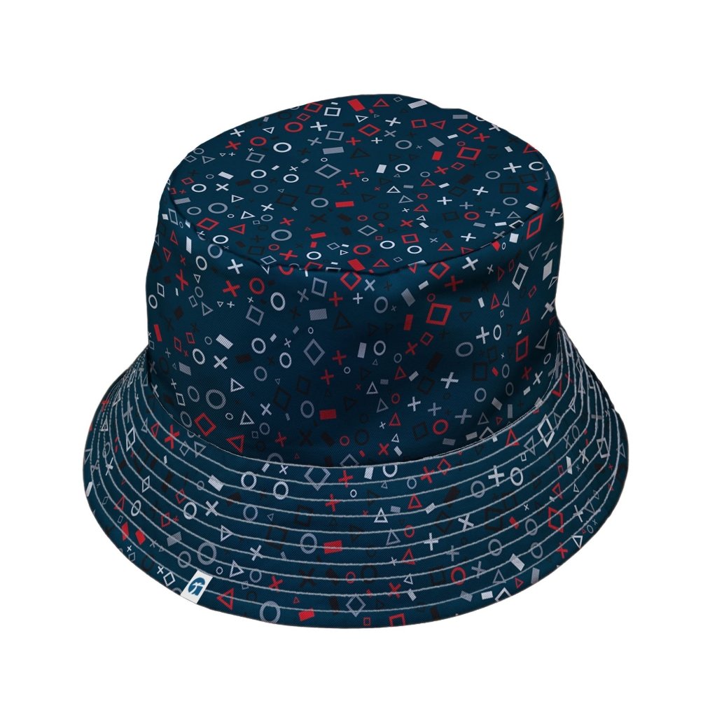 Controller Gamepad Icons Teal Video Game Bucket Hat - M - Black Stitching - -