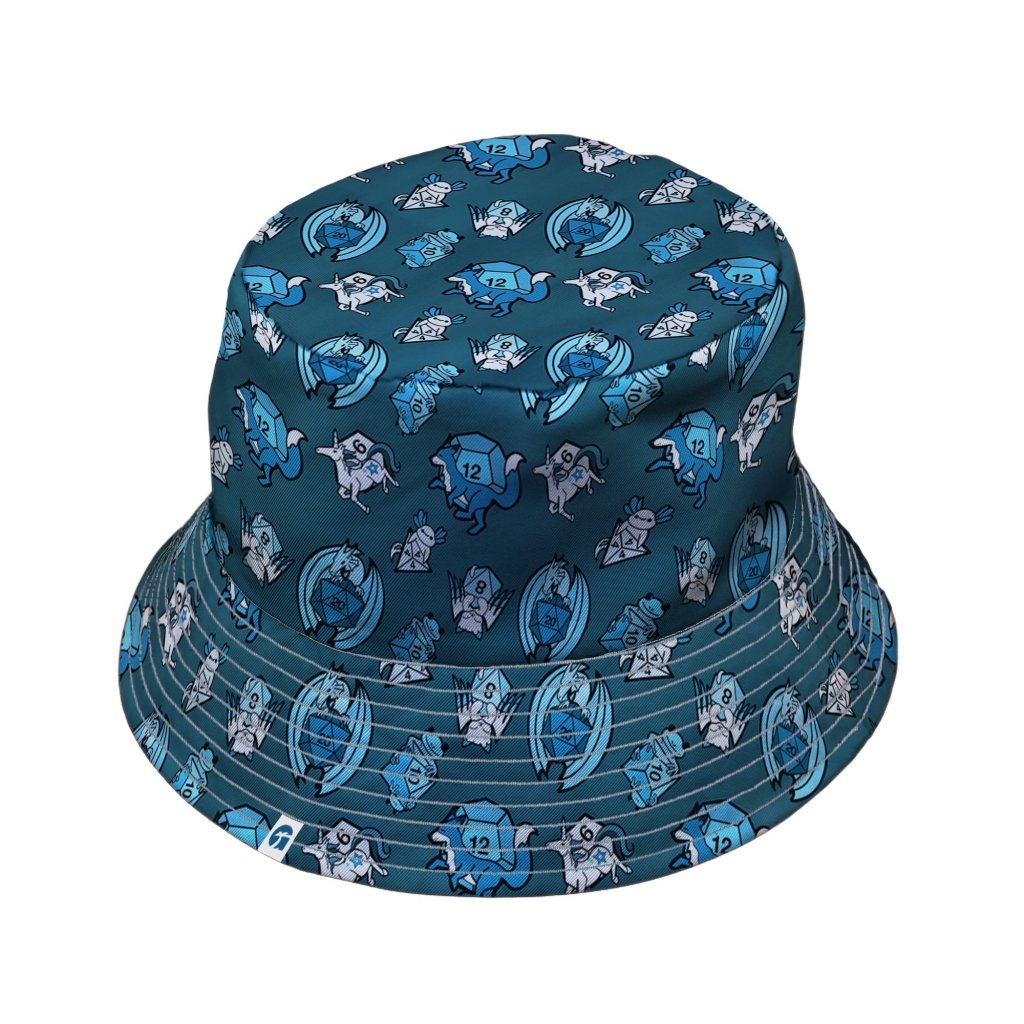 Dice Critters Blue Monochrome Bucket Hat - M - Black Stitching - -