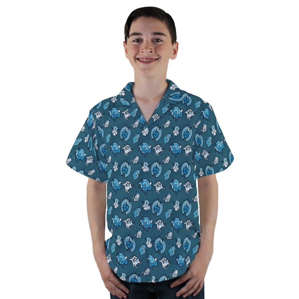Dice Critters Blue Monochrome Youth Hawaiian Shirt - YL - -