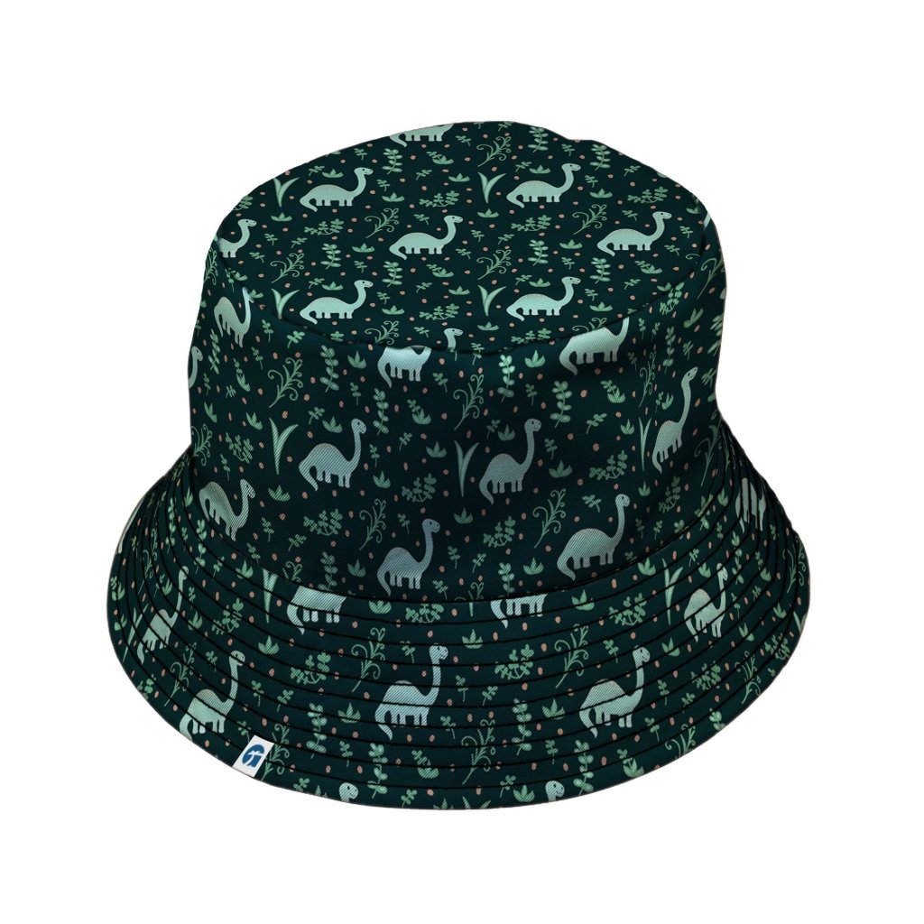 Dino Green Tropics Green Dinosaur Bucket Hat - M - Grey Stitching - -
