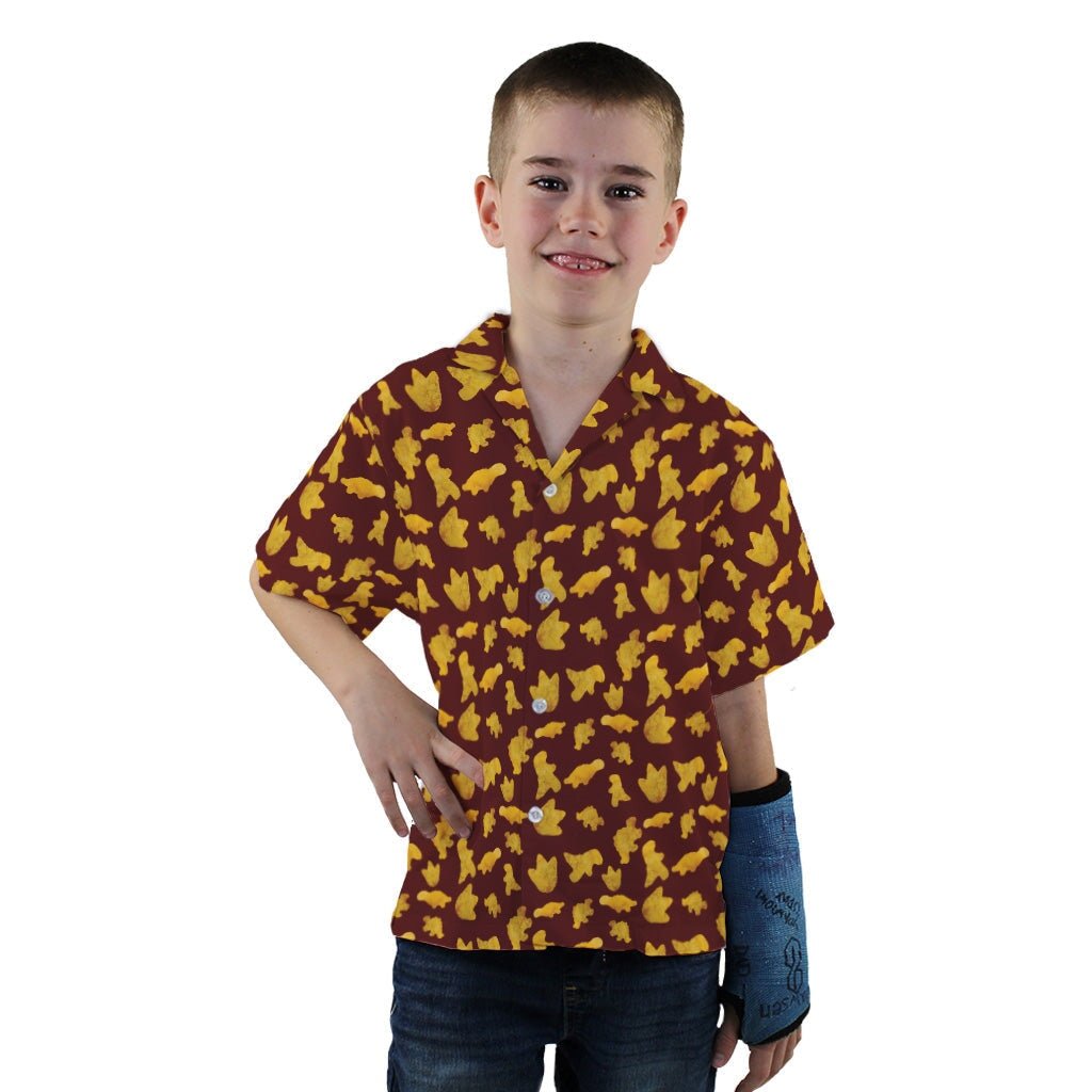 Dinosaur Chicken Nuggets Red Youth Hawaiian Shirt - YXS - -