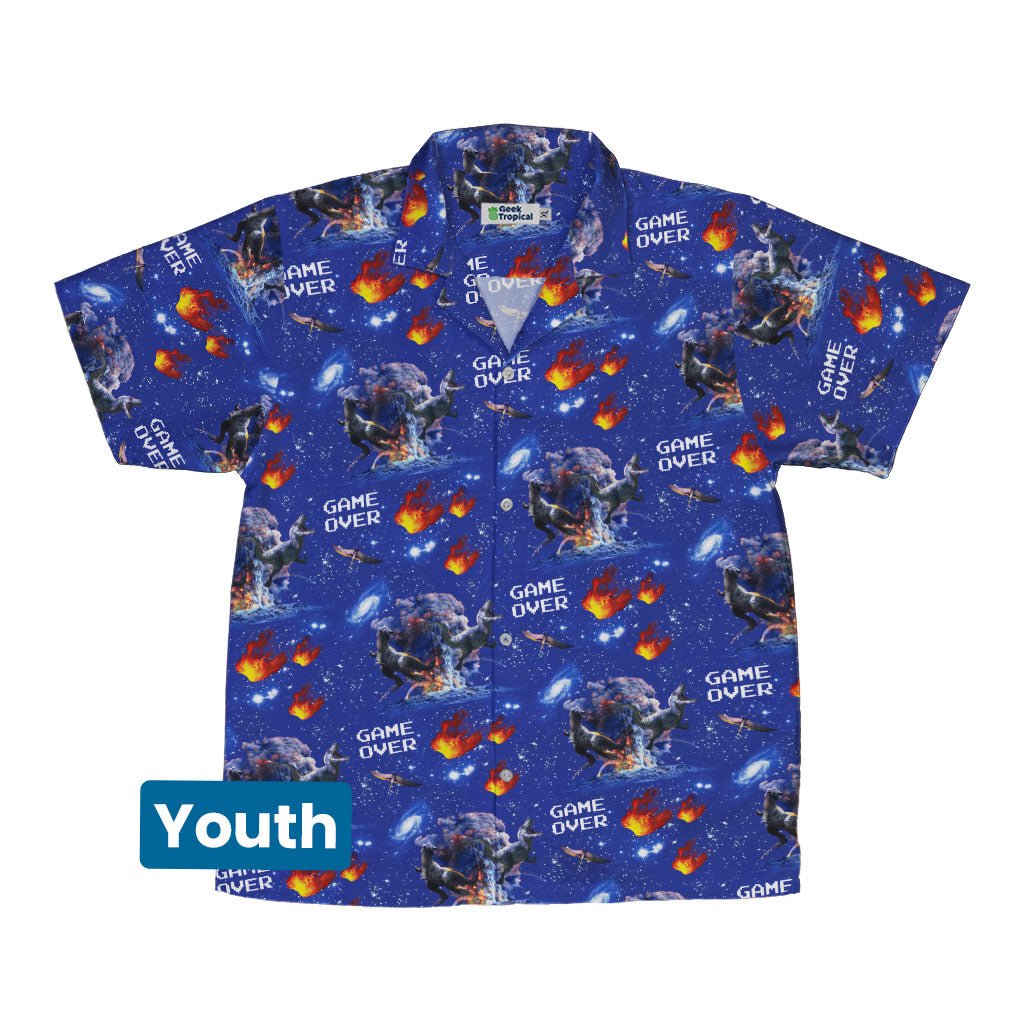 Dinosaur Game Over Youth Hawaiian Shirt - YXS - -