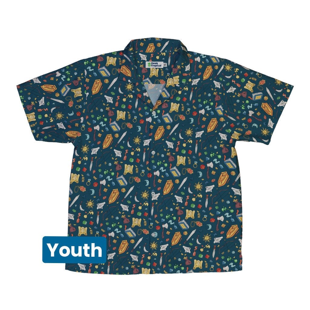 Dnd Adventure Blue Youth Hawaiian Shirt - YXS - -