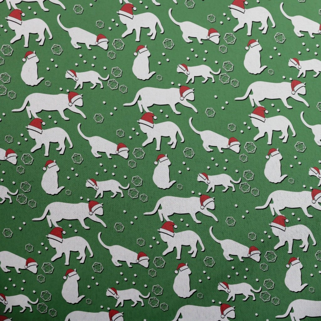 Dnd Christmas Dice Cats Button Up Shirt - XS - Button Down Shirt - No Pocket -