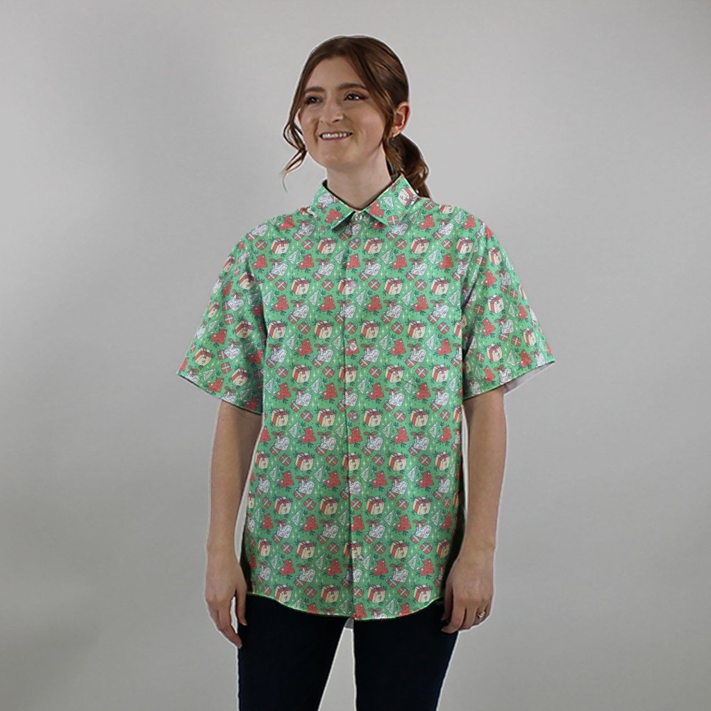 Dnd Christmas Dice Presents Button Up Shirt - XS - Hawaiian Shirt - No Pocket -