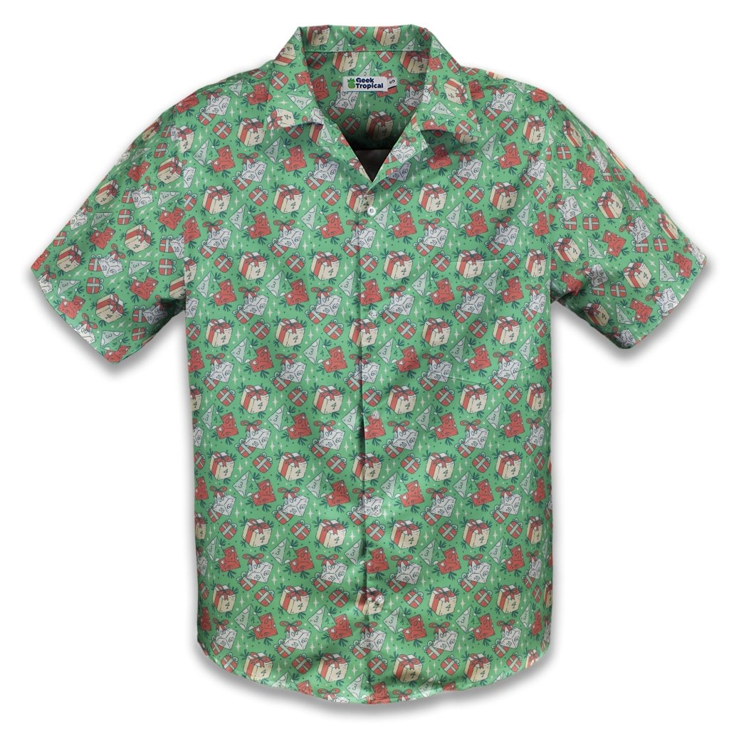 Dnd Christmas Dice Presents Button Up Shirt - XS - Hawaiian Shirt - No Pocket -