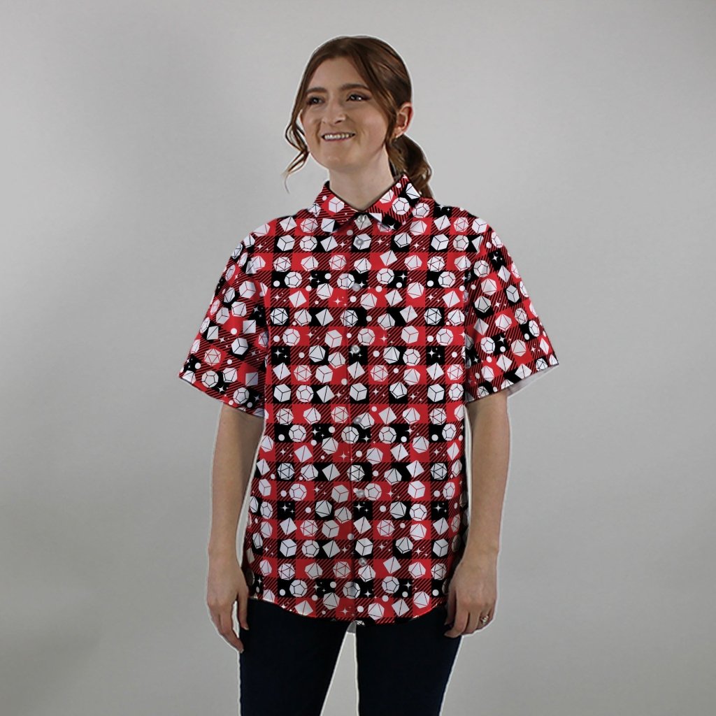 Dnd Christmas Red Plaid Button Up Shirt - XS - Hawaiian Shirt - No Pocket -