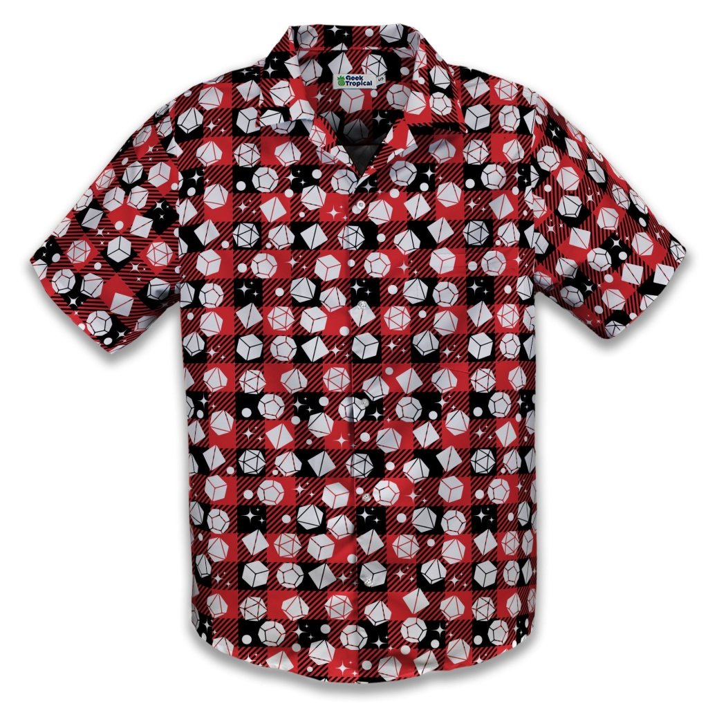 Dnd Christmas Red Plaid Button Up Shirt - XS - Hawaiian Shirt - No Pocket -