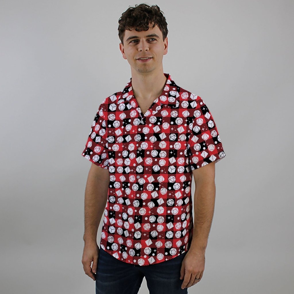 Dnd Christmas Red Plaid Button Up Shirt - XS - Hawaiian Shirt - No Pocket -