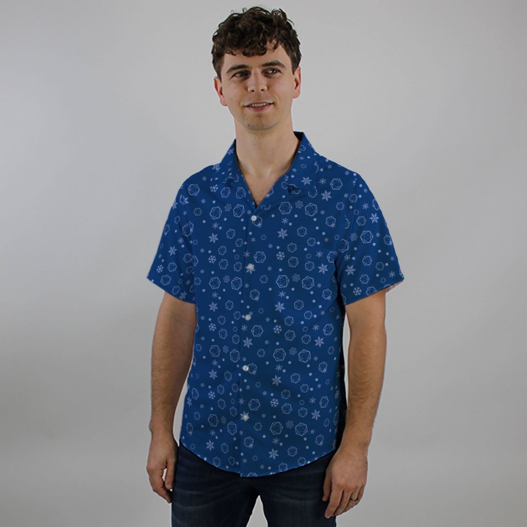 Dnd Dice Snowflake Button Up Shirt - XS - Hawaiian Shirt - No Pocket -