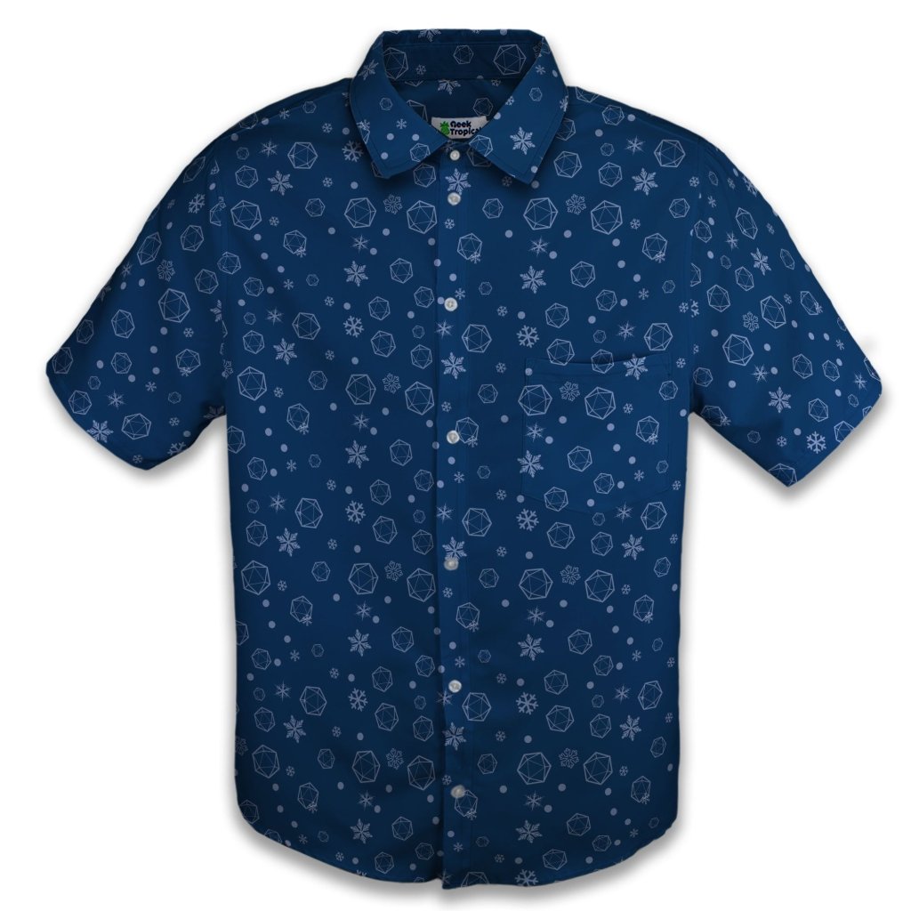 Dnd Dice Snowflake Button Up Shirt - XS - Button Down Shirt - No Pocket -