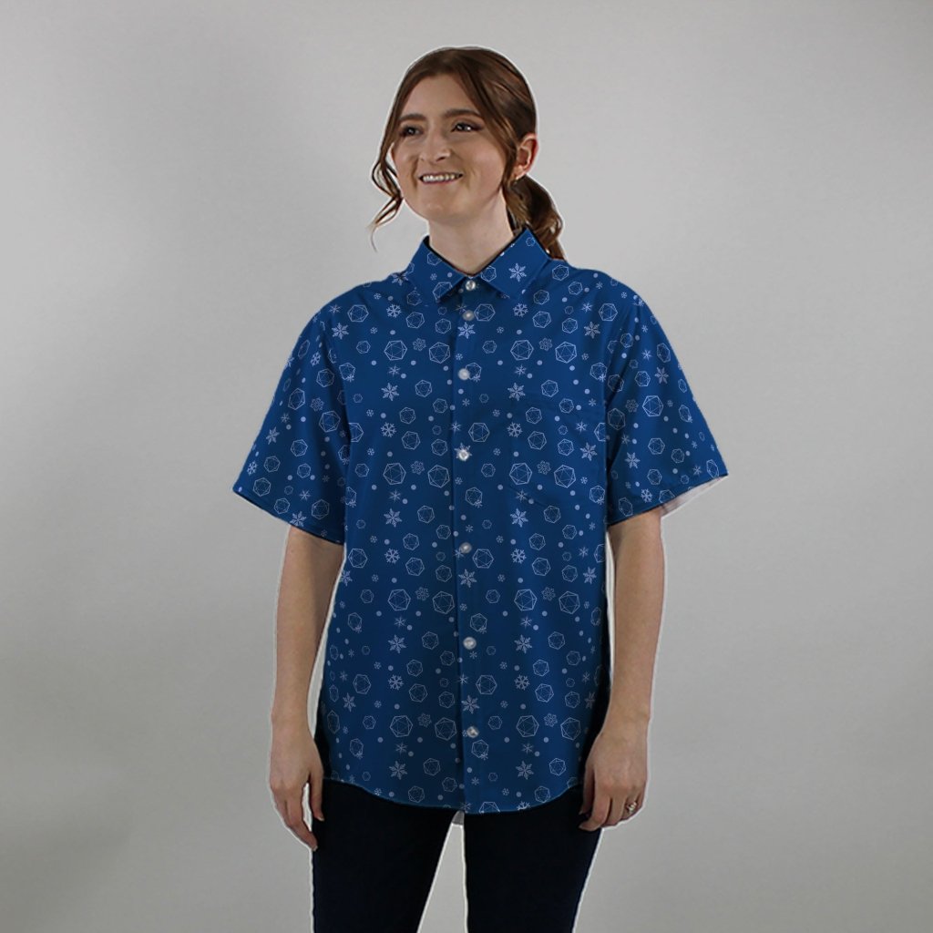 Dnd Dice Snowflake Button Up Shirt - XS - Hawaiian Shirt - No Pocket -