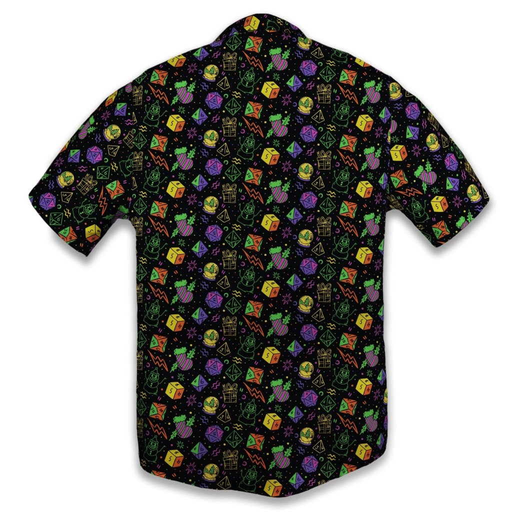 Dnd RPG Christmas Black Button Up Shirt - XS - Button Down Shirt - No Pocket -