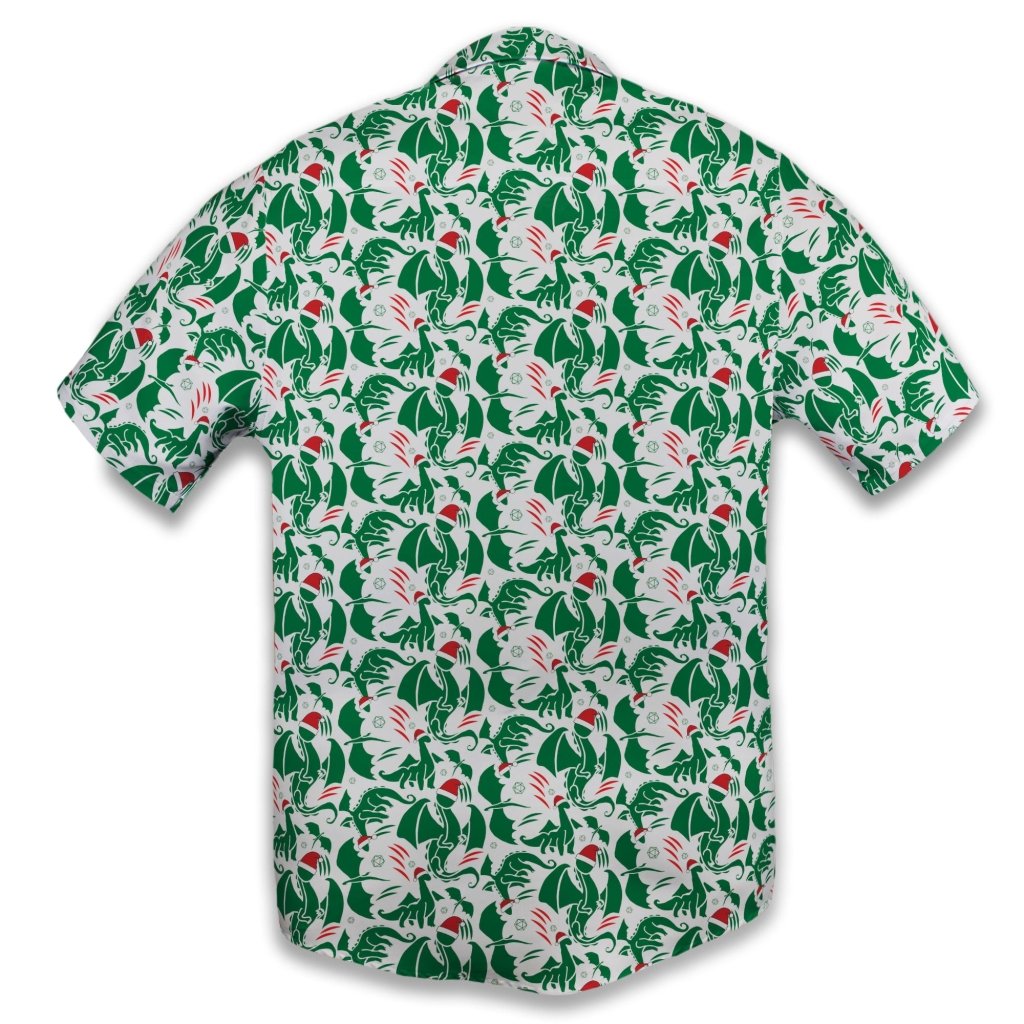 DND Santa Hat Dragons Button Up Shirt - XS - Button Down Shirt - No Pocket -