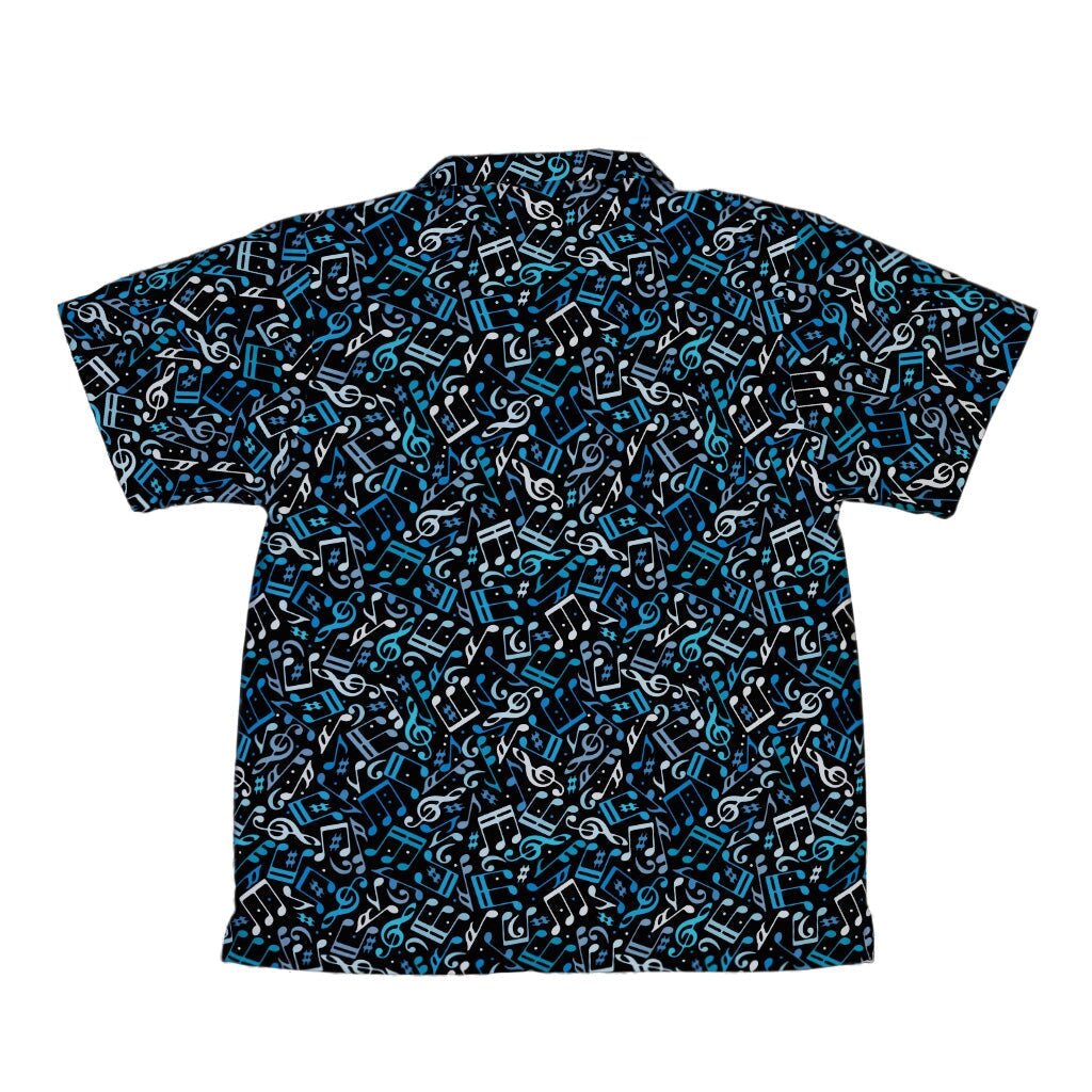 Dotted Blue Musical Notes Black Youth Hawaiian Shirt - YXS - -