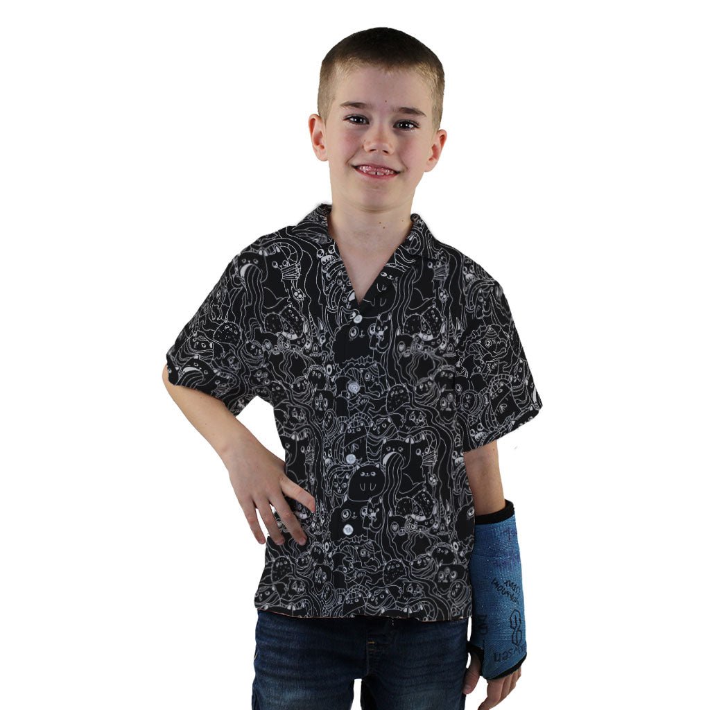 Exploding Kittens Mashup Black Youth Hawaiian Shirt - YXS - -