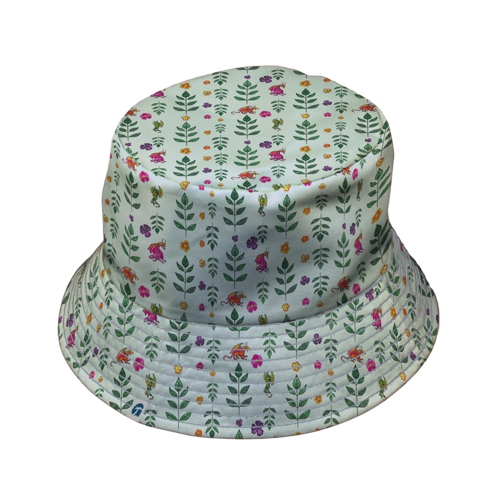 Garden Dragons Fantasy Bucket Hat - M - Grey Stitching - -