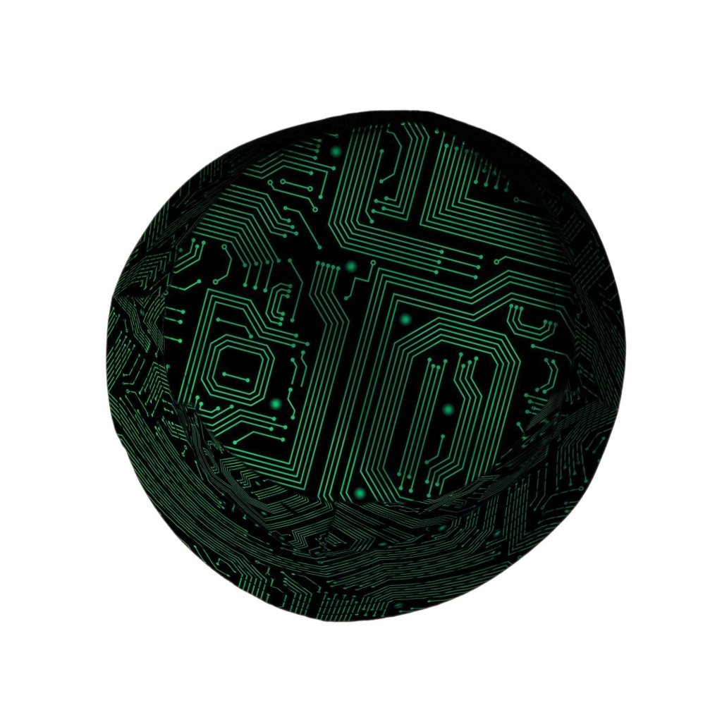 Green Black Computer Circuit Board Bucket Hat - M - Black Stitching - -
