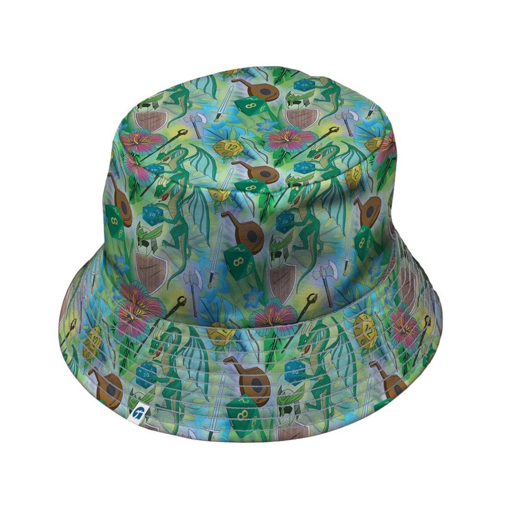 Green Dragon Encounter Dnd Bucket Hat - M - Black Stitching - -