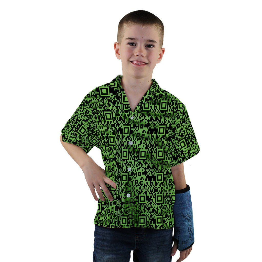 Green QR Codes Youth Hawaiian Shirt - YXS - -