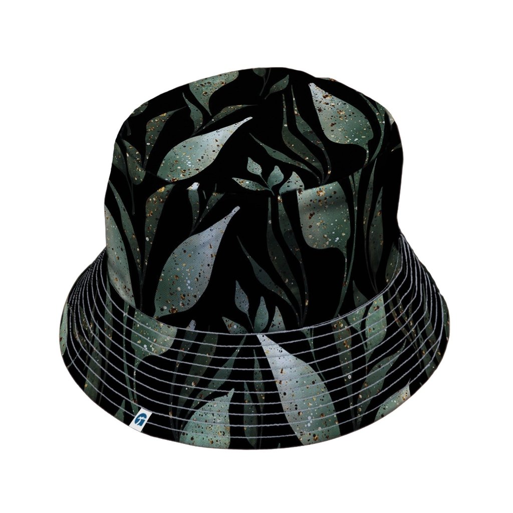 Growing Leaves Metallic Specs Bucket Hat - M - Black Stitching - -