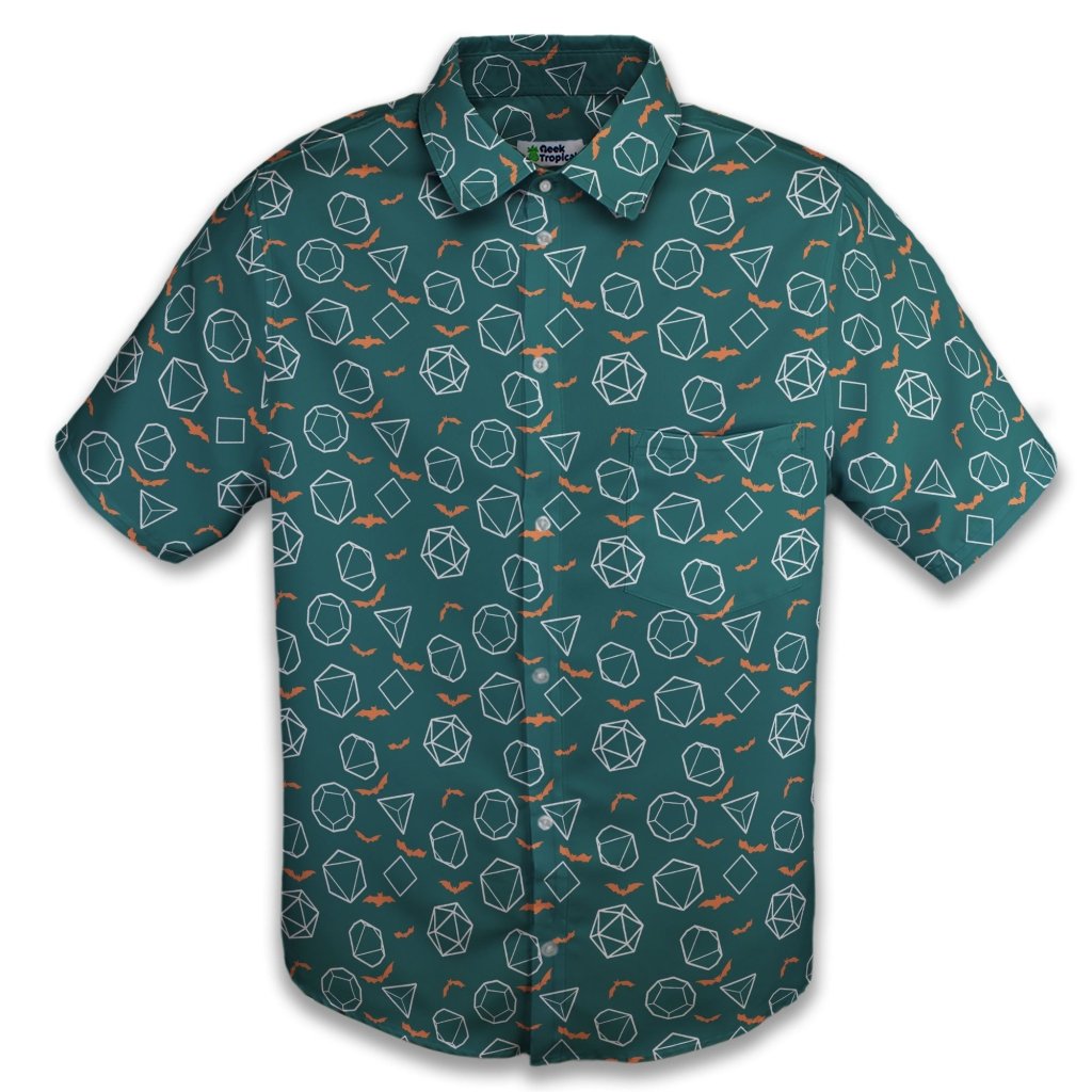 Halloween DND Dice Button Up Shirt - S - Button Down Shirt - No Pocket -