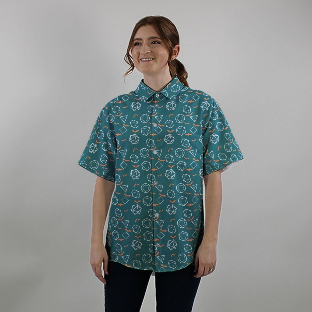 Halloween DND Dice Button Up Shirt - S - Hawaiian Shirt - No Pocket -