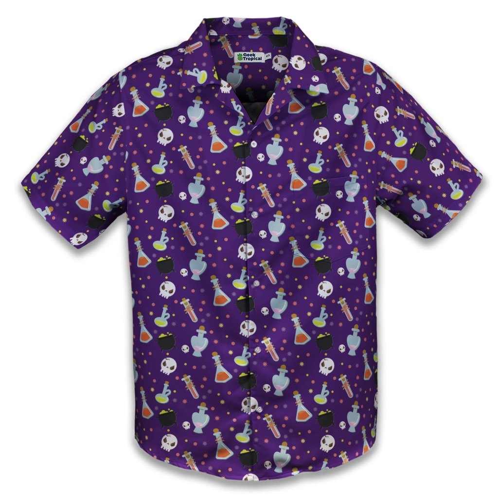 Halloween DND Potions Button Up Shirt - S - Hawaiian Shirt - No Pocket -