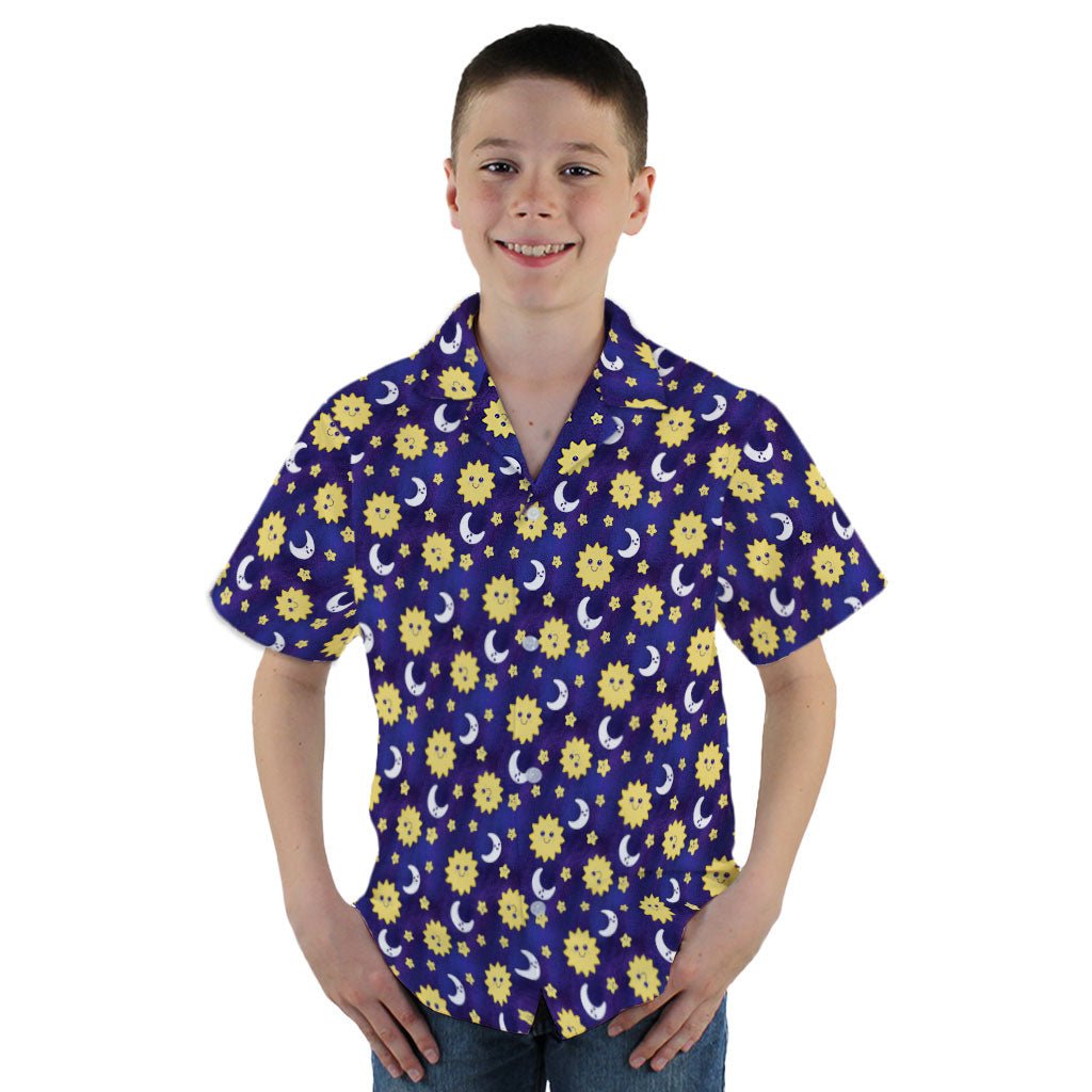 Happy Sun Moon Youth Hawaiian Shirt - YM - -