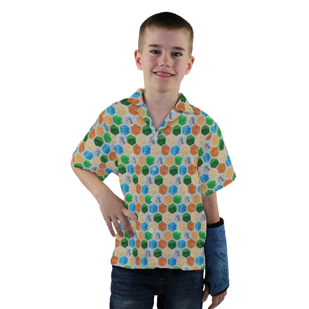 Hexagon Tile Board Game Youth Hawaiian Shirt - YXS - -