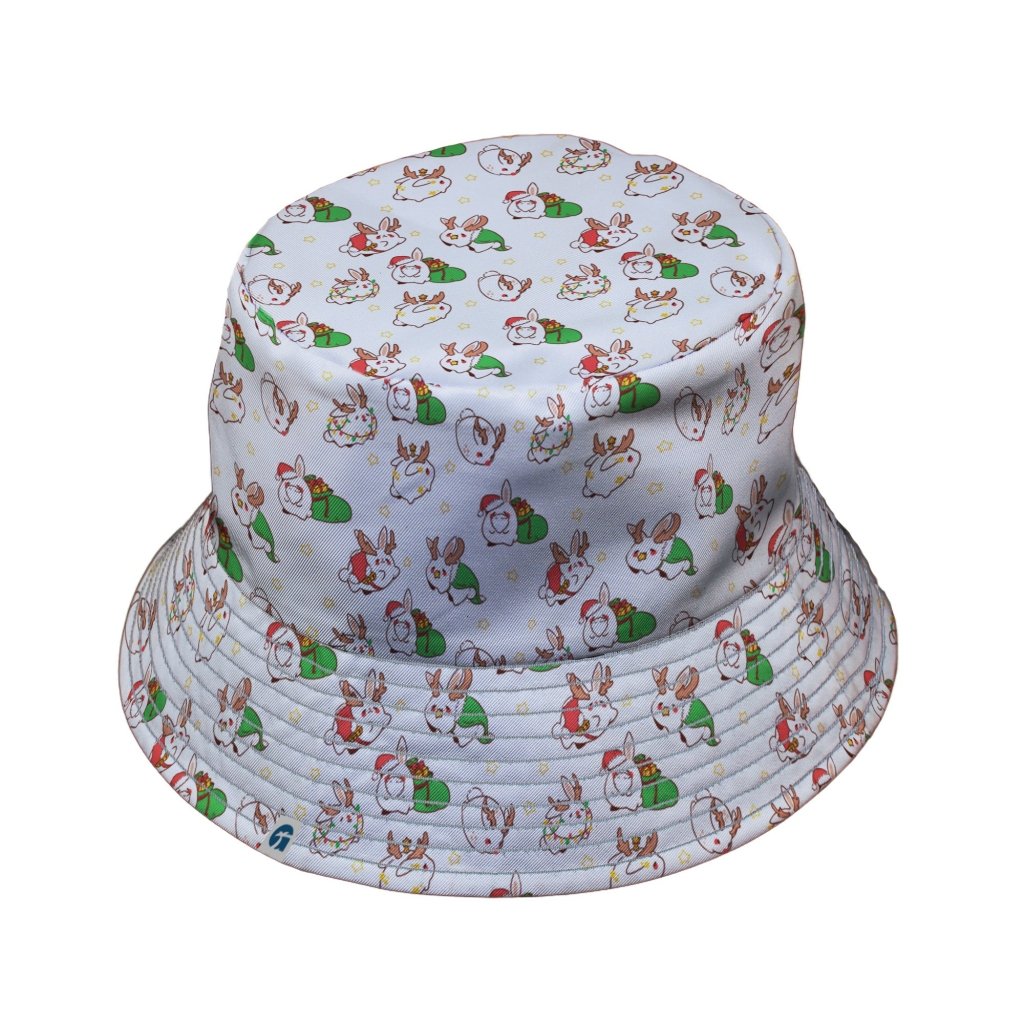 Holly Jolly Bunnies Bucket Hat - M - Grey Stitching - -
