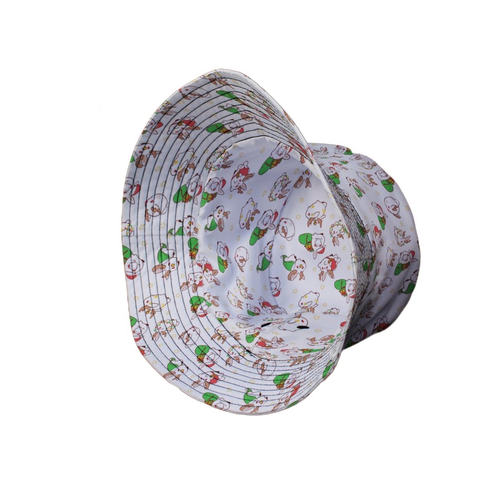 Holly Jolly Bunnies Bucket Hat - M - Grey Stitching - -