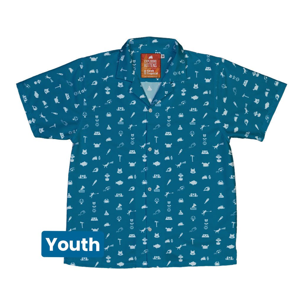 Iconic Exploding Kittens Youth Hawaiian Shirt - YXS - -