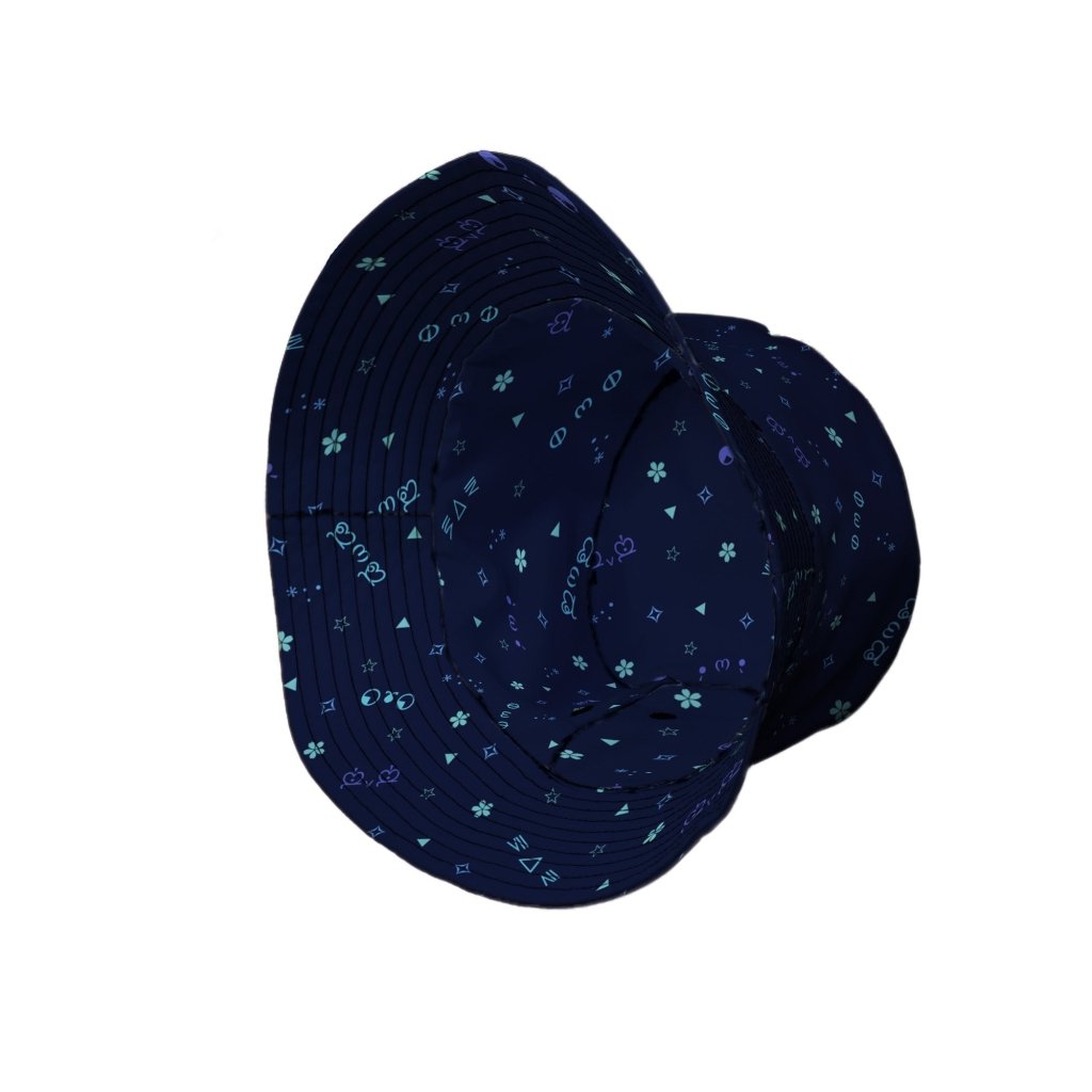 Kao Emojis Blue Bucket Hat - M - Black Stitching - -