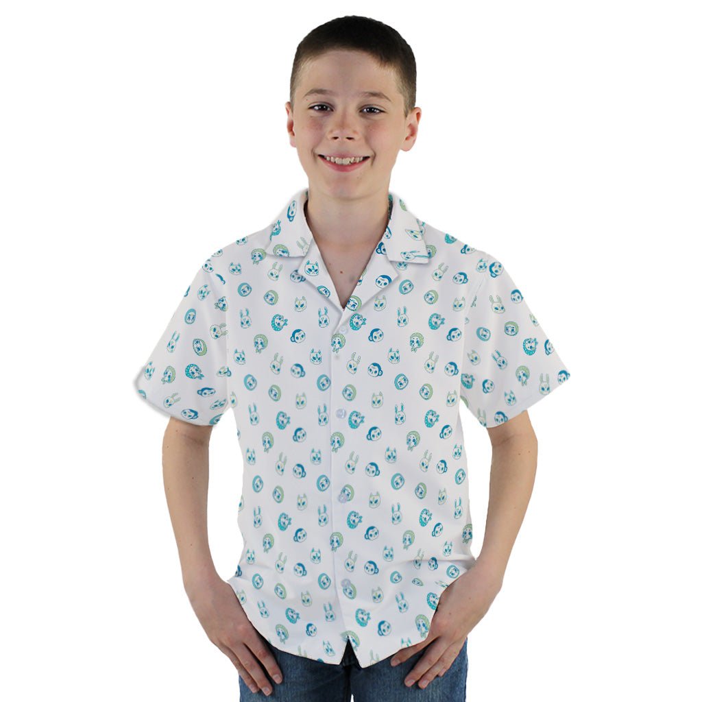 Kawaii Masks Parade Blue Light Youth Hawaiian Shirt - YM - -