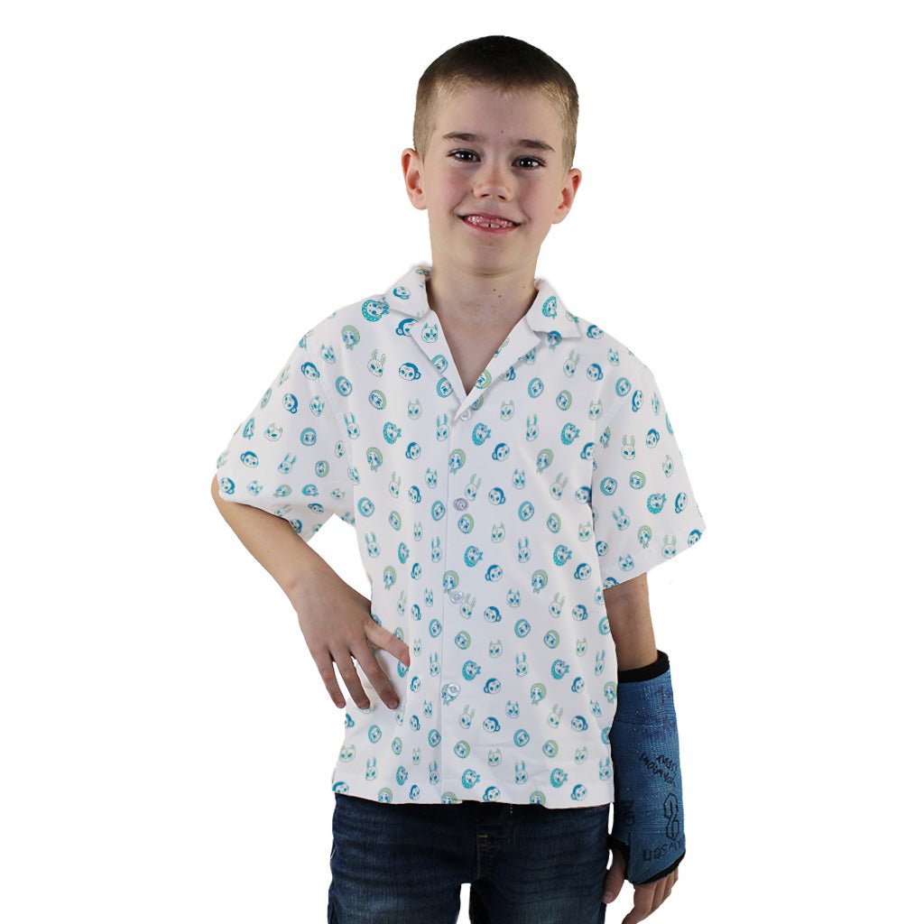 Kawaii Masks Parade Blue Light Youth Hawaiian Shirt - YXS - -
