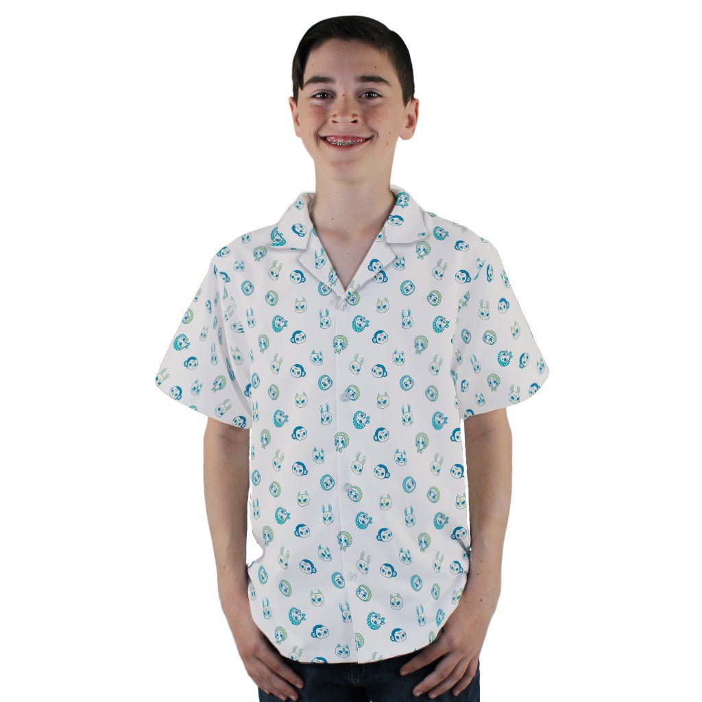 Kawaii Masks Parade Blue Light Youth Hawaiian Shirt - YL - -