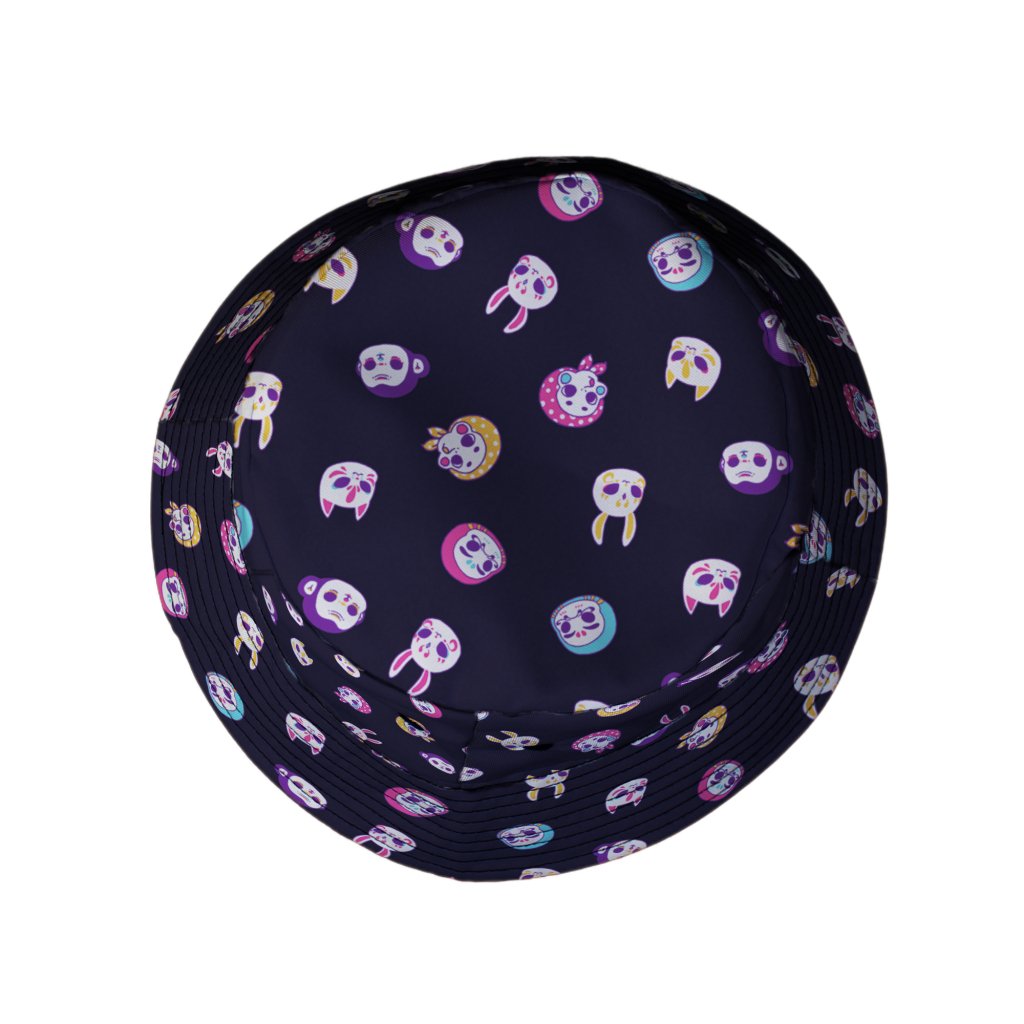 Kawaii Masks Parade Night Bucket Hat - M - Grey Stitching - -