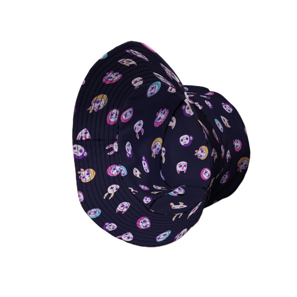 Kawaii Masks Parade Night Bucket Hat - M - Grey Stitching - -