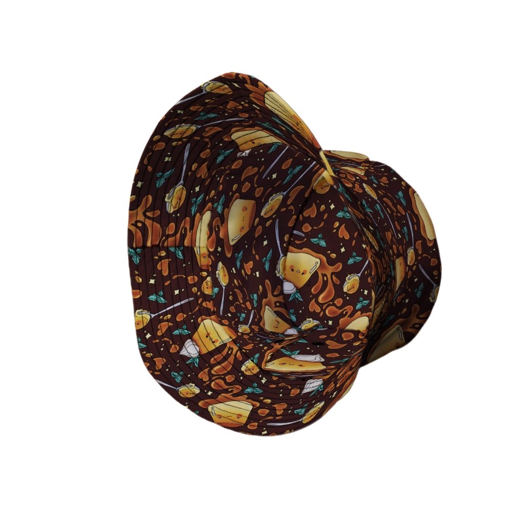Kawaii Purin Pudding Caramel Bucket Hat - M - Grey Stitching - -