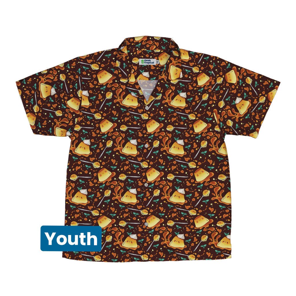 Kawaii Purin Pudding Caramel Youth Hawaiian Shirt - YXS - -