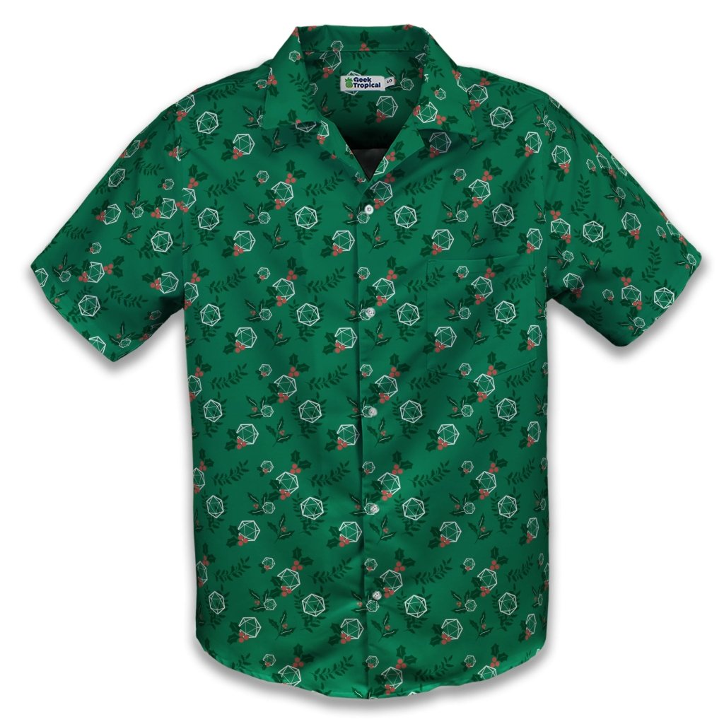 Leafy Mistletoe Dice Button Up Shirt - XS - Hawaiian Shirt - No Pocket -