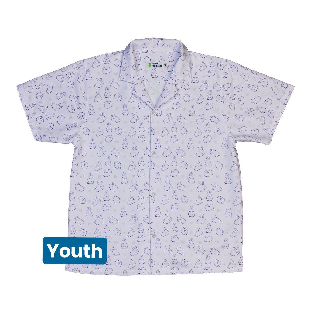 Lilac Anime Bunnies Youth Hawaiian Shirt - YXS - -