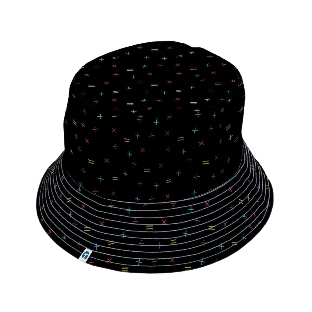 Math Symbols Black Bucket Hat - M - Black Stitching - -