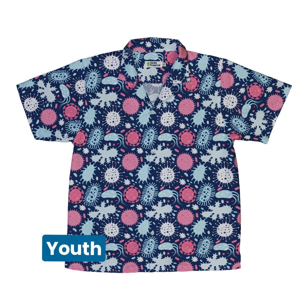 Microscopic Collection Blue Science Biology Youth Hawaiian Shirt - YXS - -