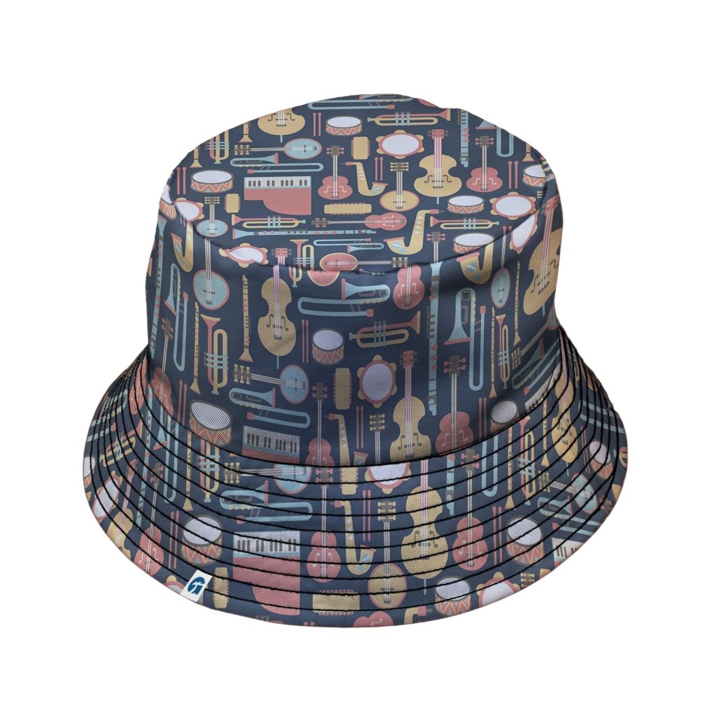 Musical Instruments Bucket Hat - M - Grey Stitching - -