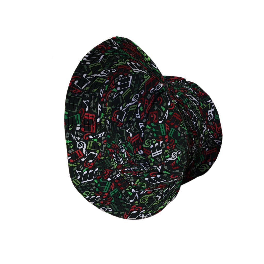 O Christmas Tree Music Notes Bucket Hat - M - Grey Stitching - -
