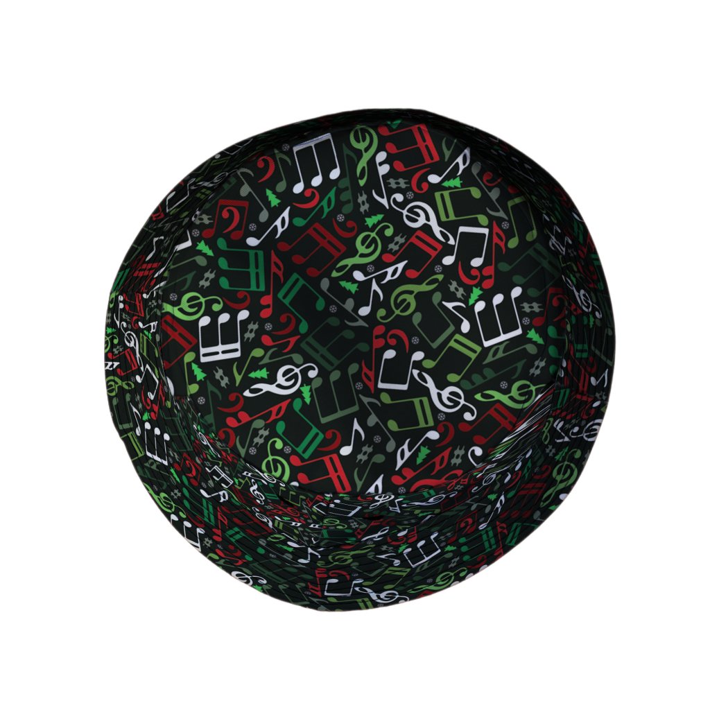 O Christmas Tree Music Notes Bucket Hat - M - Grey Stitching - -
