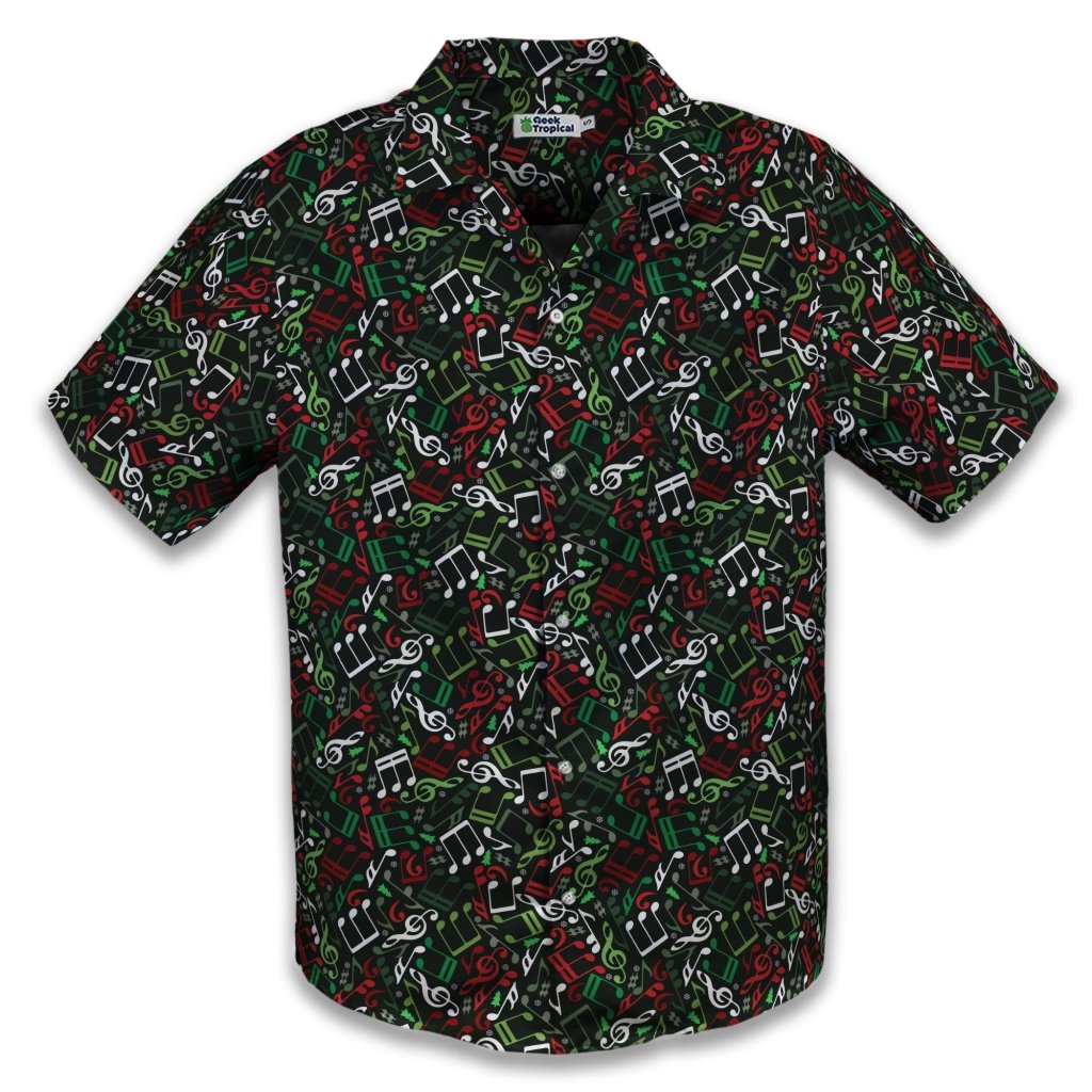 O Christmas Tree Music Notes Button Up Shirt - XS - Hawaiian Shirt - No Pocket -